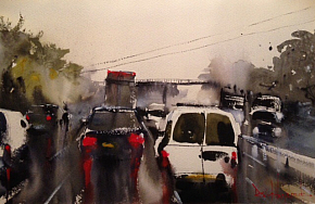 David Heywood M11 Rainy day Original Watercolour 